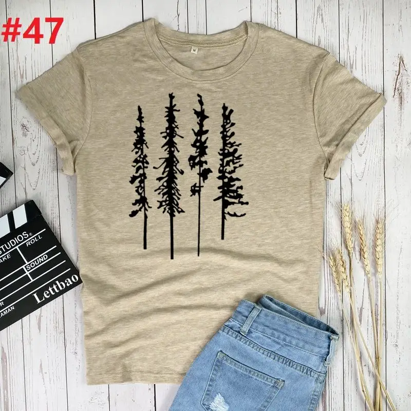 

Skinny Pine Tree Printed Women Short Sleeve Harajuku Ulzzang Tumblr T Shirt Female Harajuku T-Shirts Woman Clothes