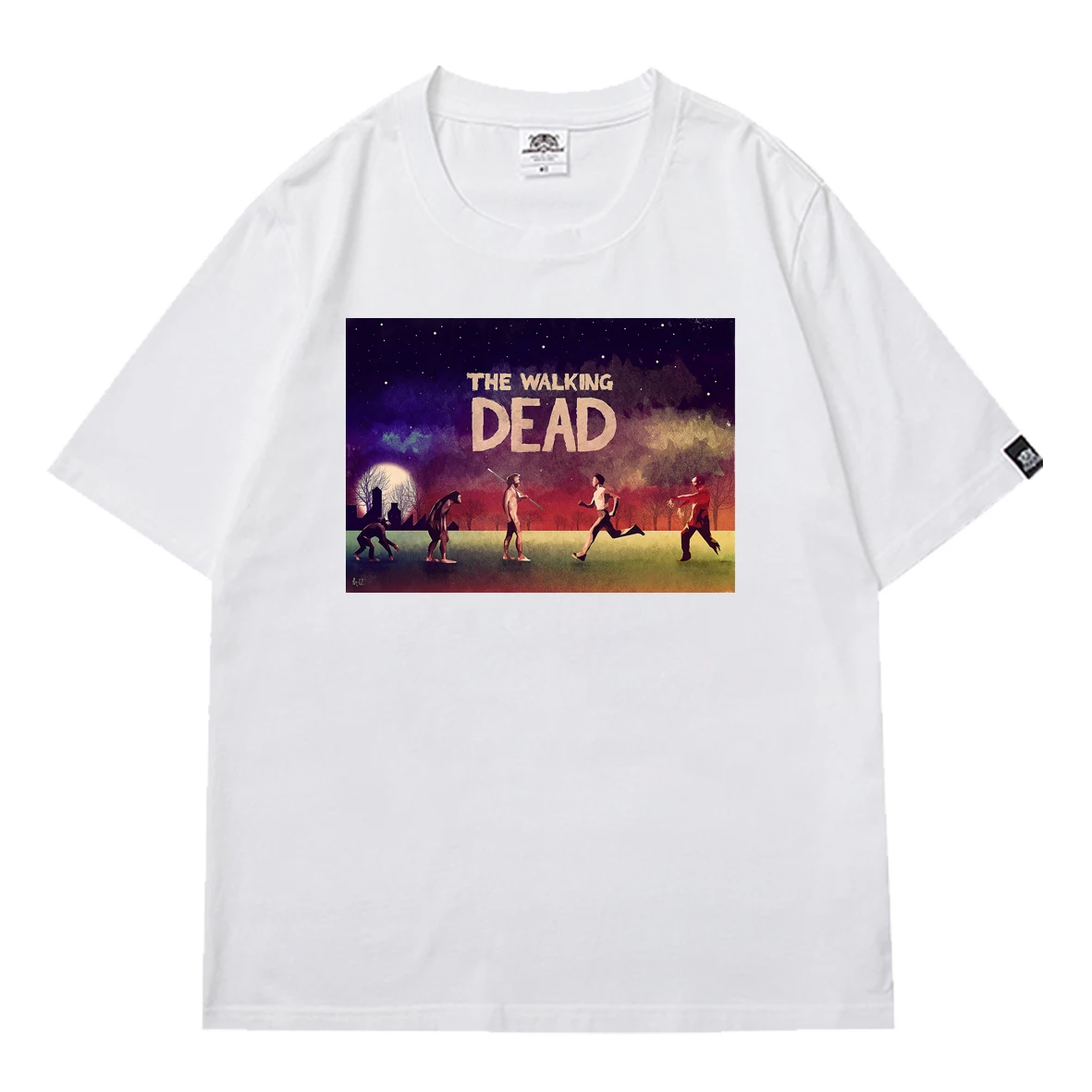 

The Walking Dead T Shirt Mens Horror Graffiti Graphic Elastic Tee TopsO-neck Men Short Sleeve Tshirt Men's Oversized t shirt