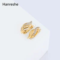 hanreshe crystal copper stud earrings punk vintage jewelry beautiful cute romantic zirconia gold color earring women girl gift