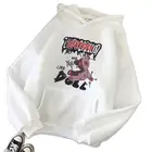 Женская толстовка с капюшоном, розовая толстовка в готическом стиле с принтом в виде милого кролика, дьявола, с надписью, зима 2021