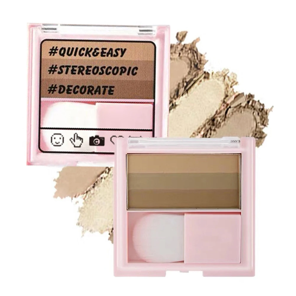 

3D Three-Color Trimming Plate Nose Shadow Highlighter 3 Seconds Lazy Contourer Makeup For Women