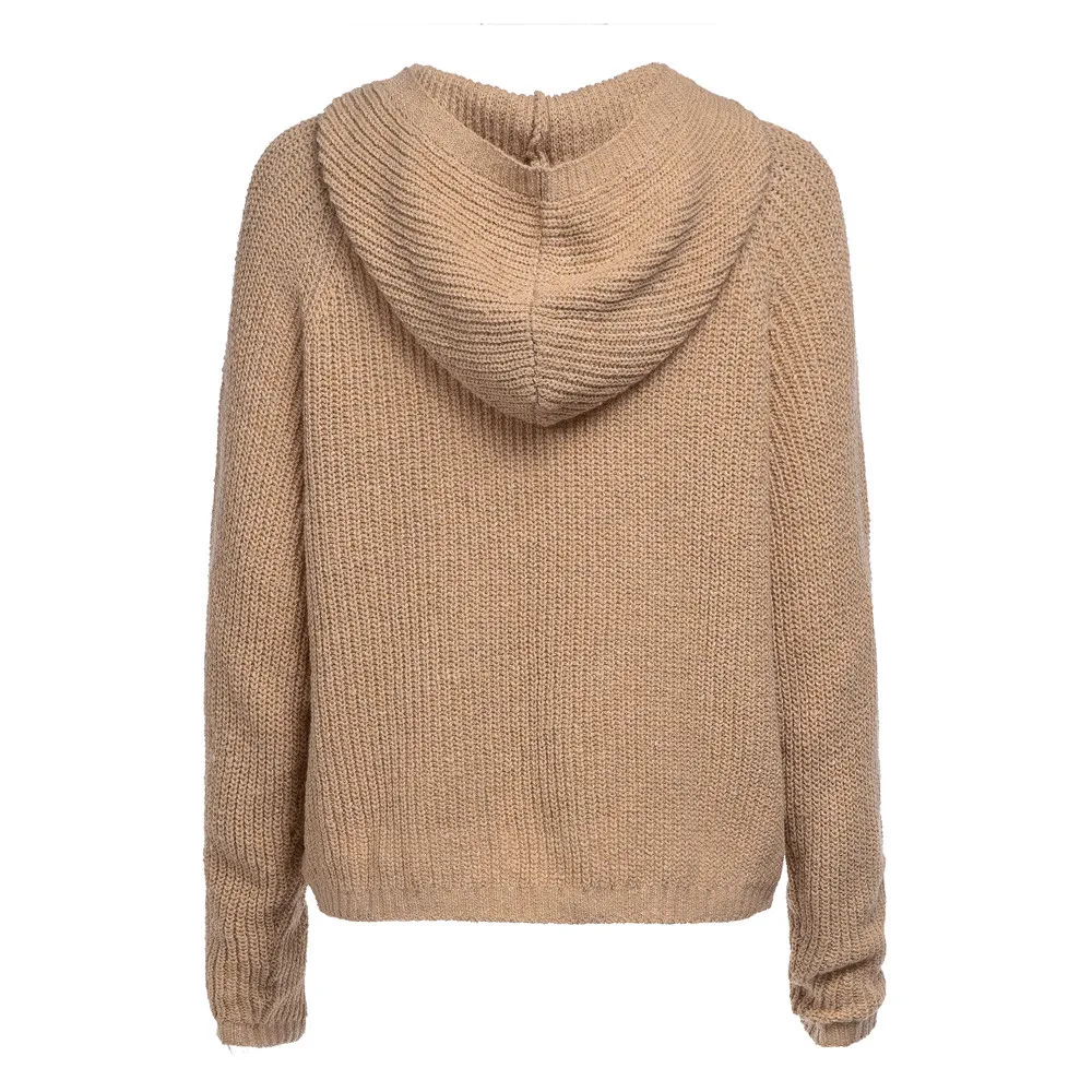 

Hooded Pullovers Women Knitted Sweaters Autumn Winter Lace Up Long Sleeve Pull Femme Solid Pullover Female Casual Sweater Jumper