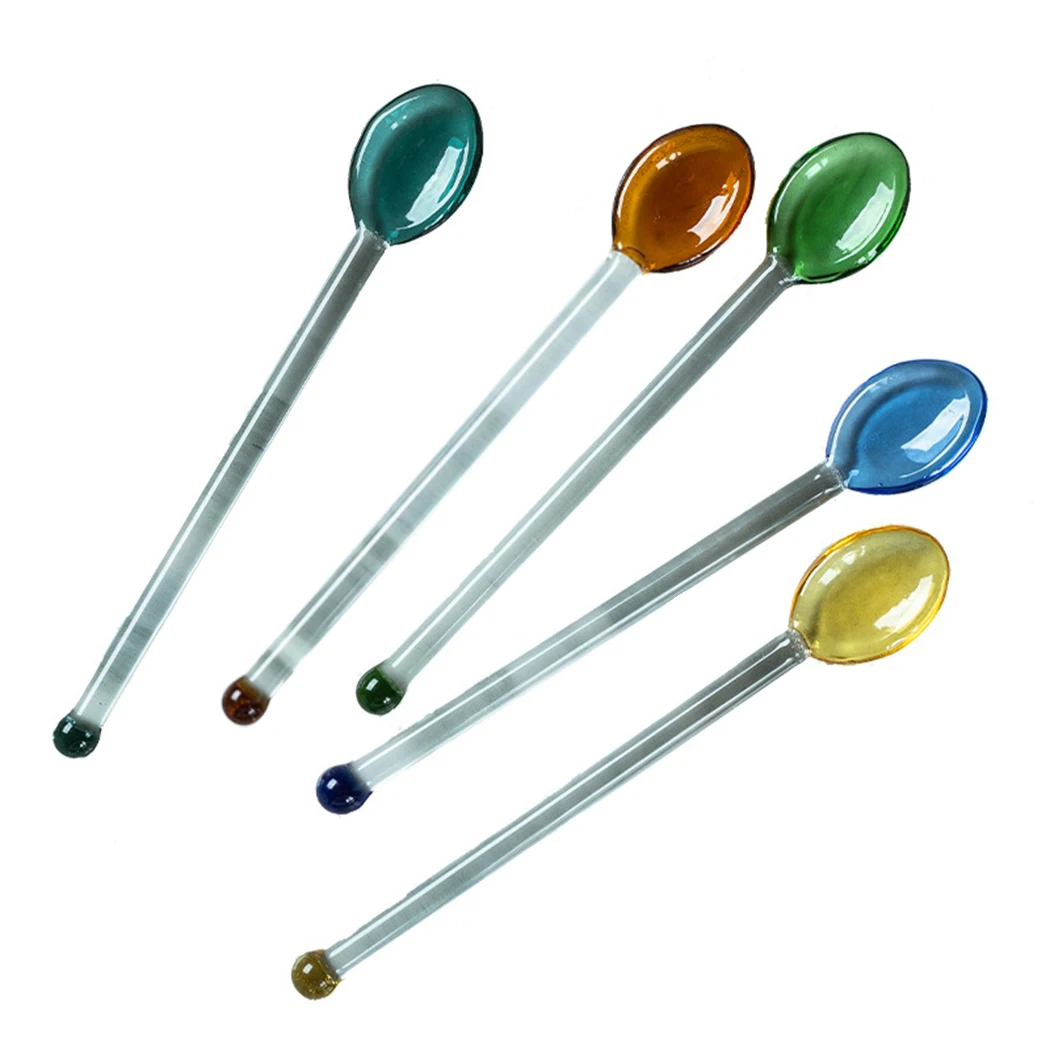 

5PCS Long Handle Spoon Glass Stirring Spoon Coffee Spoon Dessert Spoon For Spice Ice Cream Spoon Creative Spoon Tea-Spoon