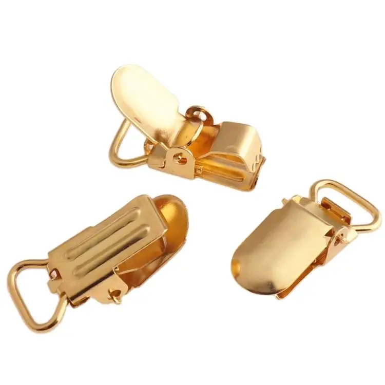 

Gold Pacifier Suspender Clips Mini Suspender clips Metal Kam Clips Dummy Clips Slider Adjusters