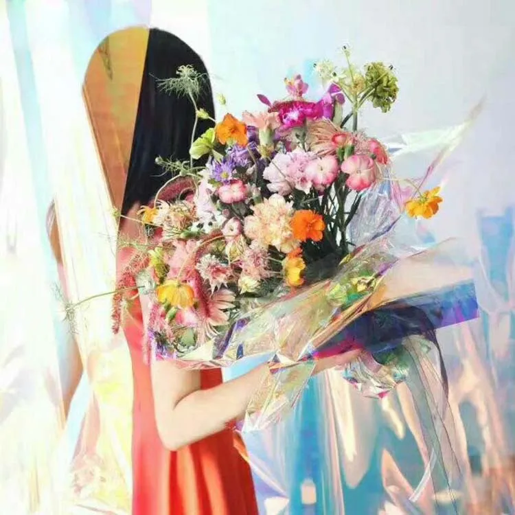 Прямая упаковка букета материал новая оберточная бумага для цветов радужная