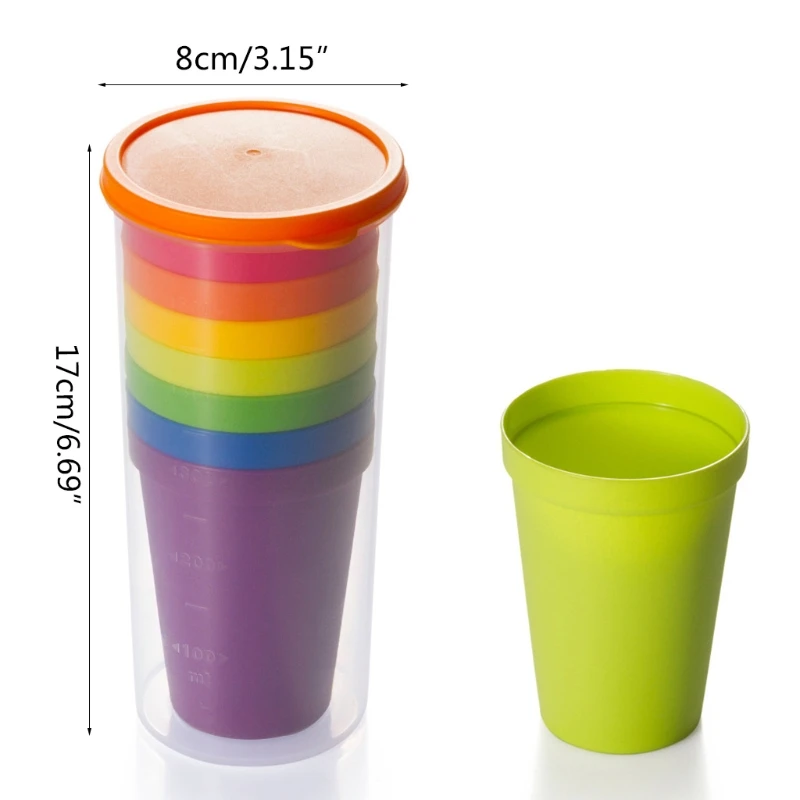 

7PCS Drinking Cup Tooth-brushing Cup Healthy Anti-slip Tumbler Outdoor Camping Mug Colorful Portable Glass Picnic Mug