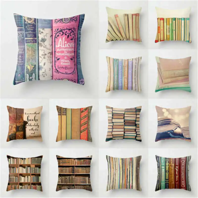 Чехол для подушки 18 дюймов с принтом книги хлопковый льняной наволочка домашнего