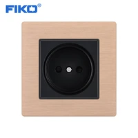 fiko eurussia household standard wall power socket champagne gold black aluminium alloy panel electrical outlet 86mm 86mm