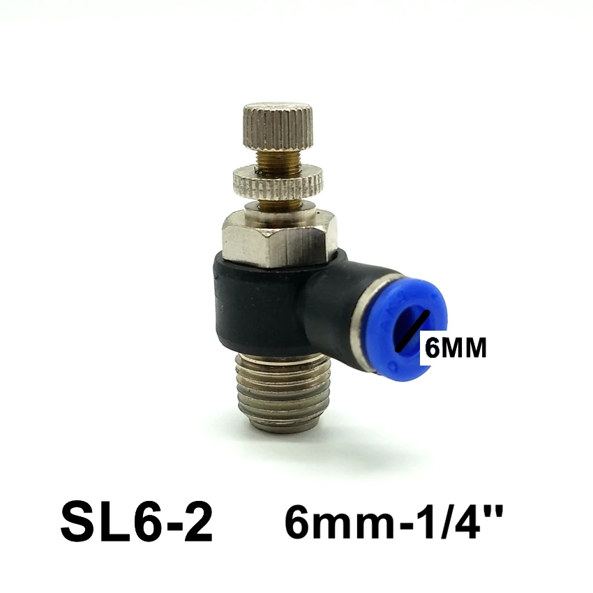 10pcs/lot Pneumatic Fittings G1/4'' Tube 4mm 6mm 8mm 10mm Elbow Air Flow Speed Controller Valve SL6-2 8-2 - купить по