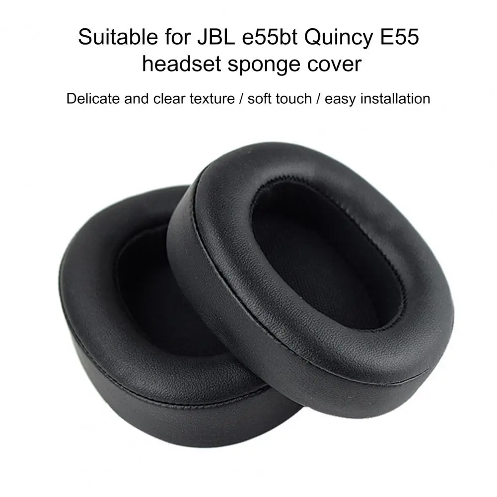 

1 Pair Earmuffs Headphone Sponge Covers Protective Cases for JBL E55BT Quincy Headphone Protective Covers Faux Leather