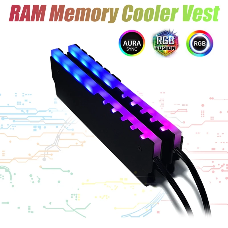 

RAM Memory Cooler Vest 5V 3Pin ARGB Desktop PC RAM Cooling Heat Sink Radiator for Computer Motherboard Memory
