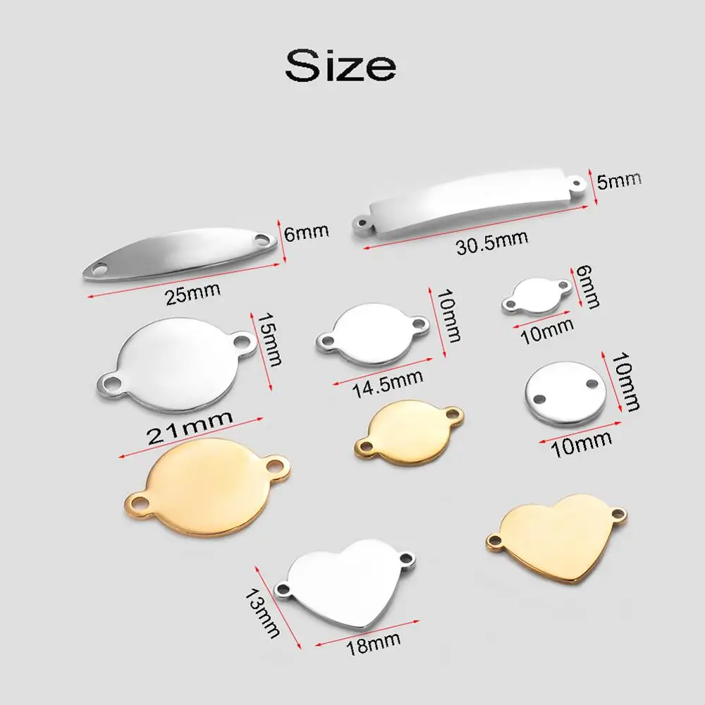 Браслеты из нержавеющей стали на заказ подвески с 2 отверстиями соединители для