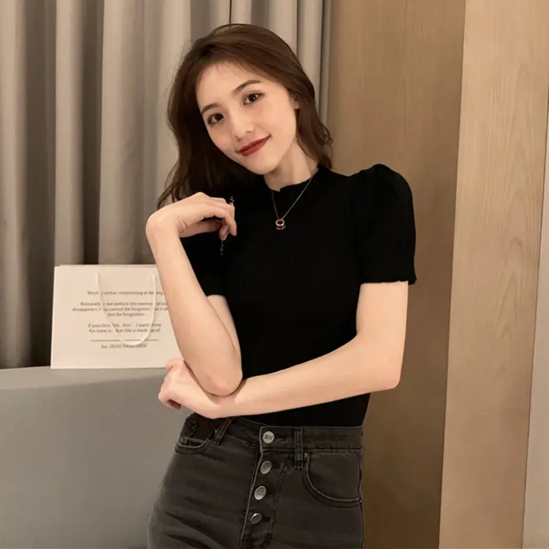 

Bubble sleeve short sleeve top for women 2021 new T-shirt for women
