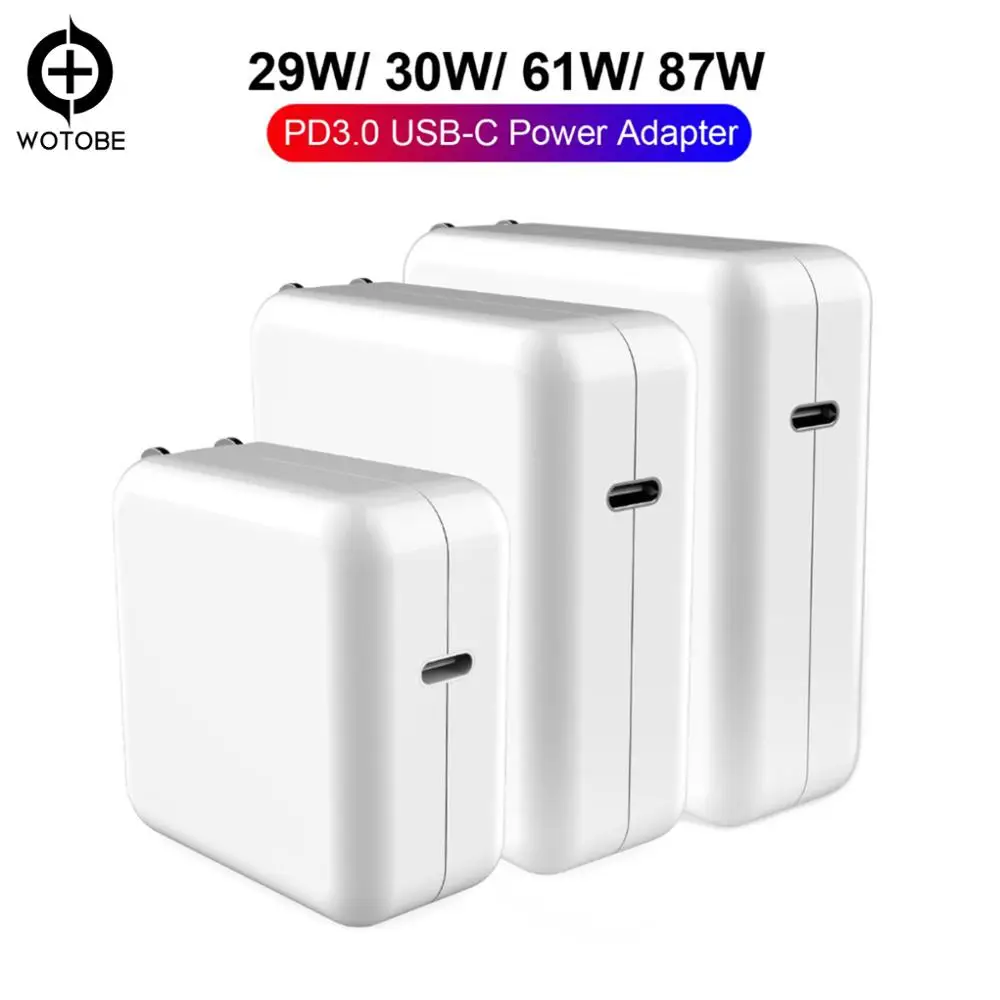 USB-C адаптер питания 18 Вт 30 Вт 61 Вт 87 Вт QC3.0 USB PD3.0 настенное зарядное устройство для MacBook Pro/Air iphone 11/11pro/X/8 iPad Pro S8/S9/S10 и т. Д