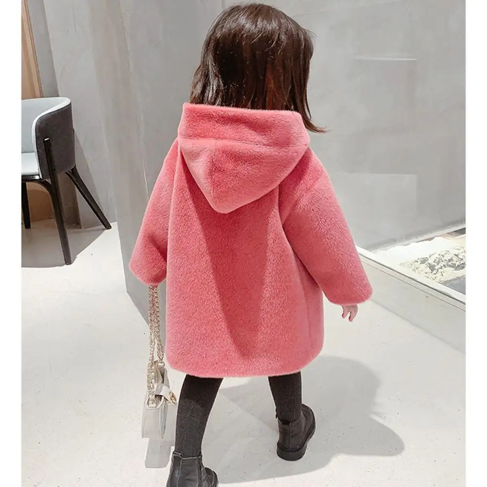 

2-9Years Kids Winter Coat for Girls Hooded Pink Parka Toddler Baby Girl Winter Warm Clothes Overcoat Children Jackets for Girls