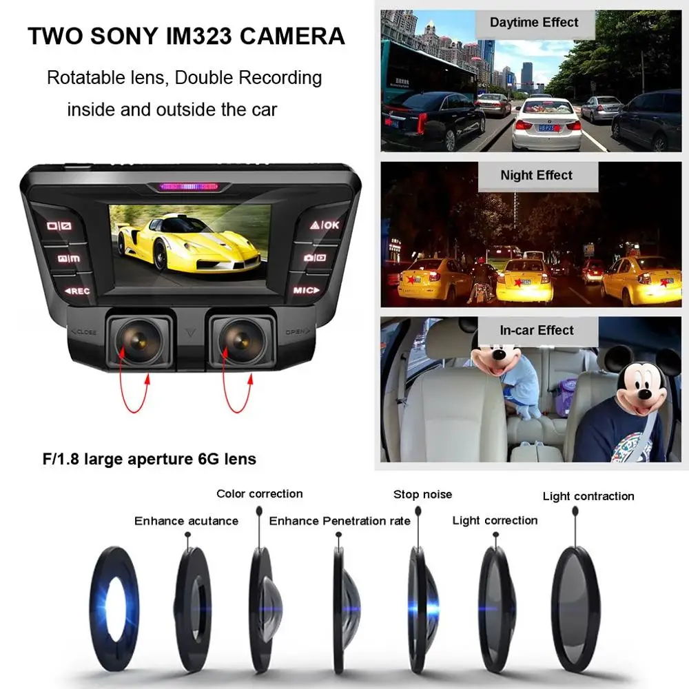 Видеорегистратор с широким углом обзора 1080P 4K FHD 2 7 P Wi Fi Автомобильный регистратор