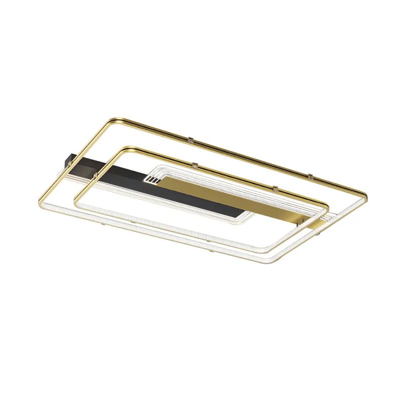 

Minimalist Modern Gold Square Rectangle LED Ceiling Chandelier for Bedroom Living Room Restaurant Home Creative Luster Luminaire
