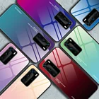 Стеклянный защитный чехол для Huawei P40 Pro P20 P30 Lite, постепенное изменение цвета, зеркальный чехол Mate 20 P Smart 2021