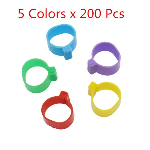 200 pcs x 5 colors 1000 шт. внутренний диаметр 1,6 см куриная нога кольцо голубь, Перепел кольцо птица птицы логотип кольцо Окра клетки ребенок фазан очки - Цвет: 200 pcs x 5 colors