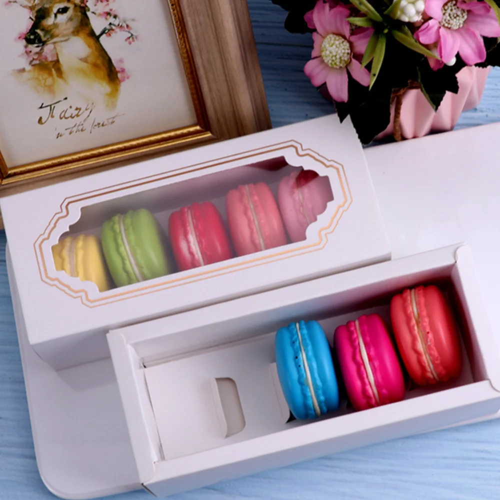 

10pcs Paper Packing Box Macaroon Packing Box Dessert Transparent Packaging Box