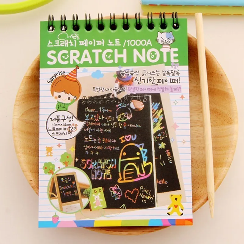 Творческий DIY Sketchbook черный картон детская Живопись Рисунок бумага для заметок игрушка блокнот канцелярские принадлежности для школы товары для магазина 016044
