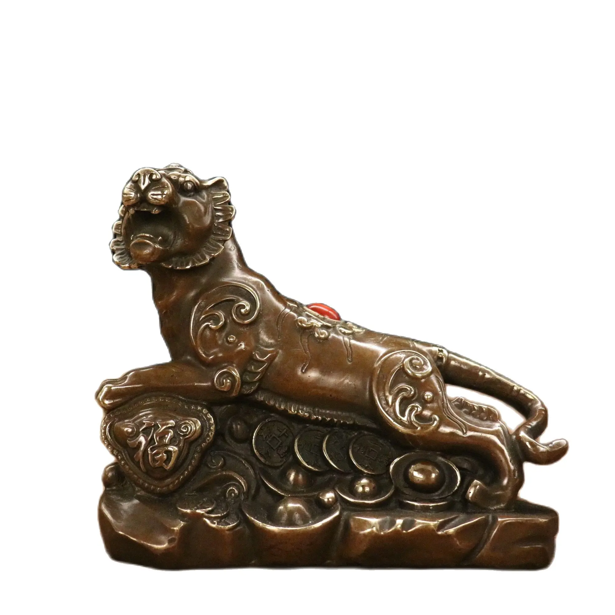 

High Quality chinese old bronze tiger antique Sculpture Length 17cm width 9cm height 15CM