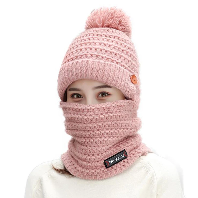 LA 2019 зимние шапки женская вязаная шапка теплая меховая с помпоном Skullies Beanies для