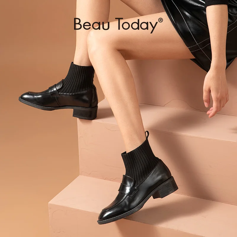 Женские ботильоны без застежки BeauToday осенне зимние ботинки из натуральной