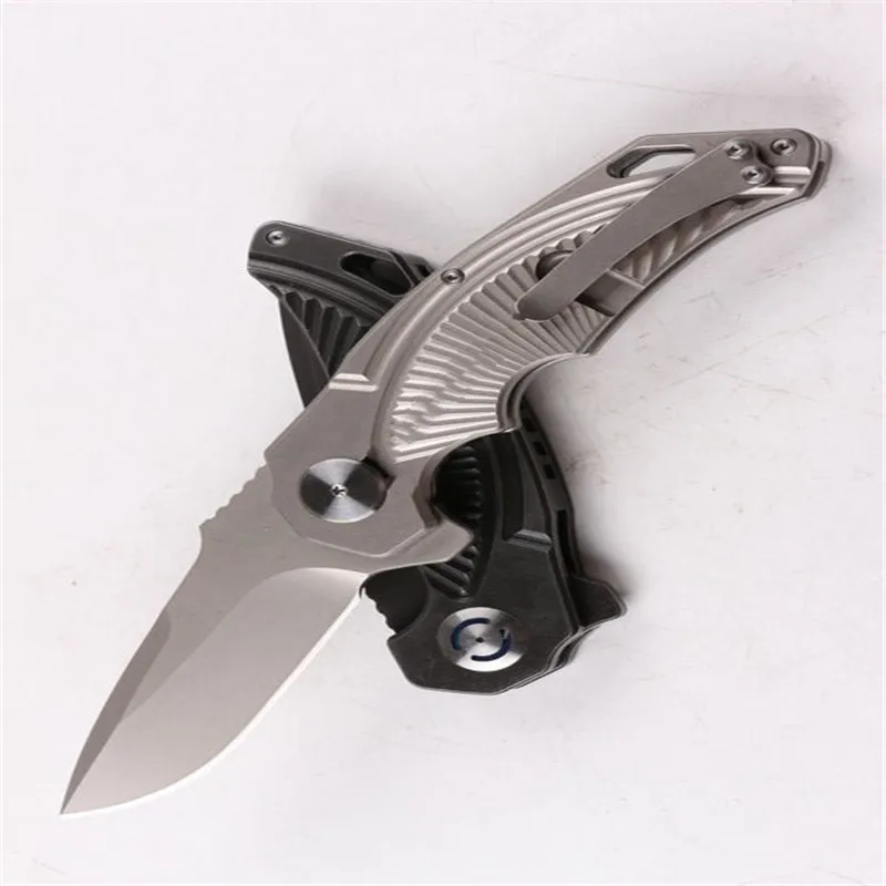 Складной нож Half Sky (два цвета) D2 посеребренное лезвие серый титан + L черный