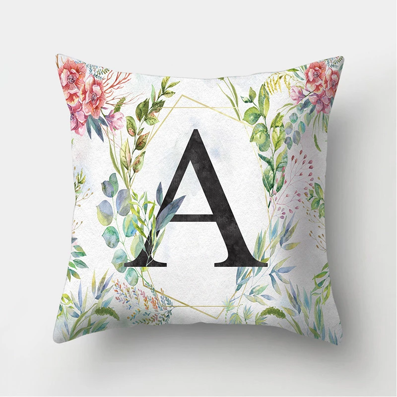 Цветок листья Письмо печати Декоративная Подушка Наволочка Чехол для подушки из