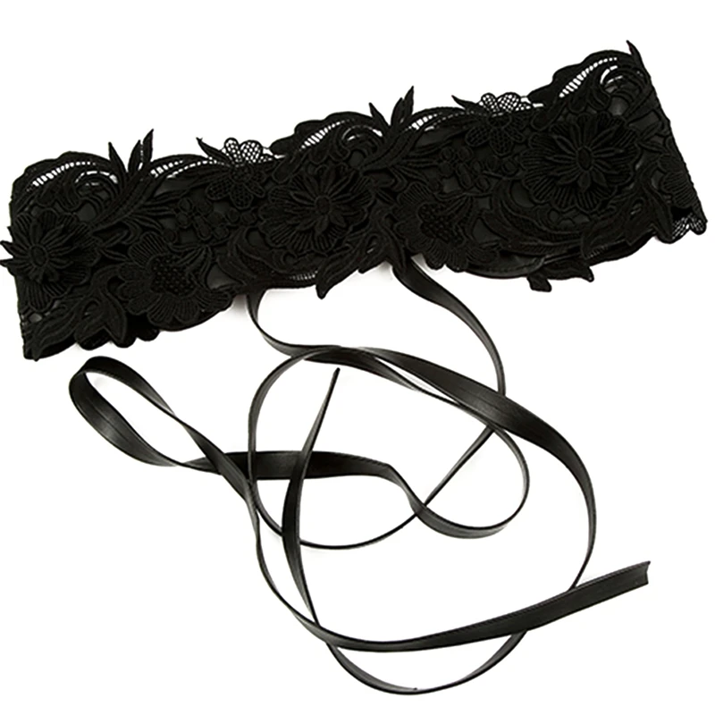 

Black Lace Belts for Women Designer Women Belt for Wedding Dress Wide Female Waistband Belts