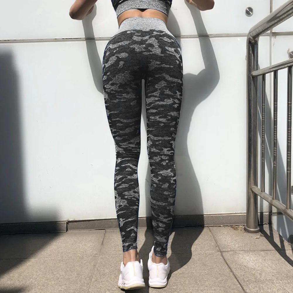 

Women Yoga Set Quick Dry Back Hollow Sport T-shirt Camouflage Running Fitness Clothing Women Sportswear Long-sleeved Top Workout