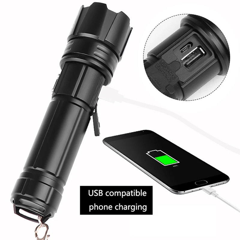 XHP70.2 мощный светодиодный фонарик USB Перезаряжаемый 18650 аккумулятор внешний
