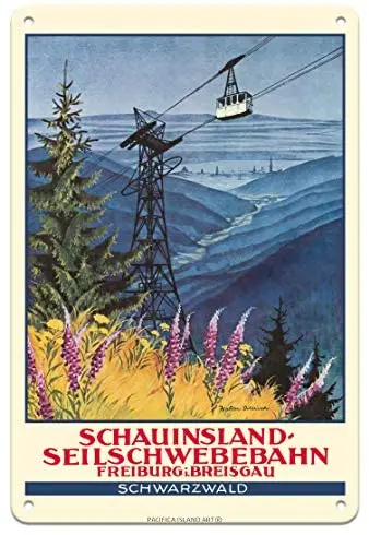 

Gondola Lift from Freiburg im Breisgau to Schauinsland - Germany by Walter Dillrien c.1900s - Metal Tin Sign