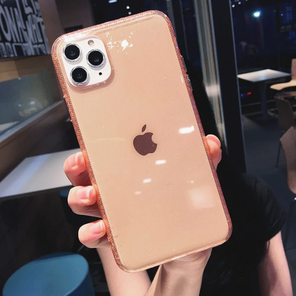 Кружевной прозрачный блестящий чехол для телефона iPhone 11 Pro X XR XS Max 6 6s 7 8 Plus цветной