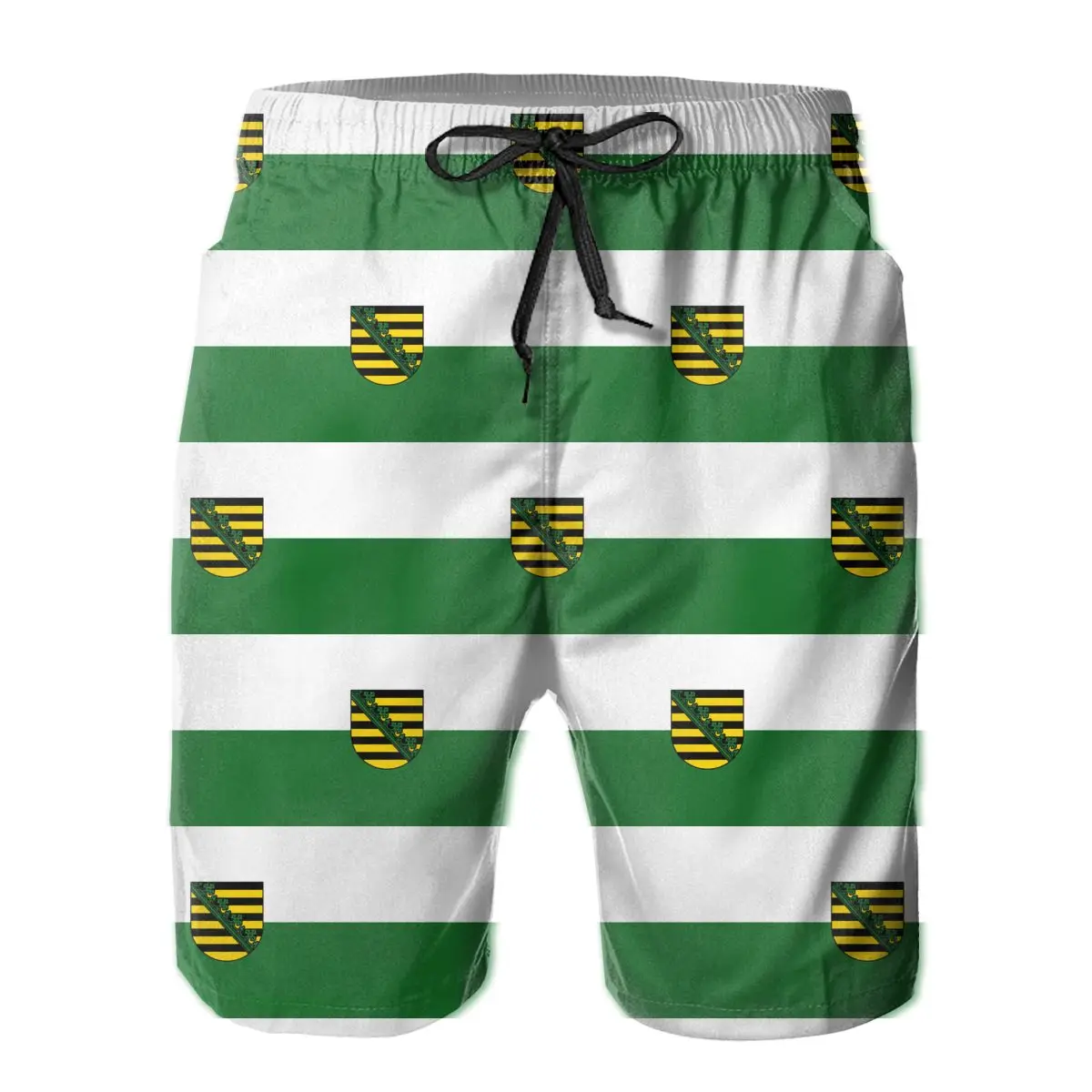 

Summer Men Beach Shorts Breathable Quick Dry Funny Novelty German states Loose Flag Of Saxony (state) Hawaii Pants