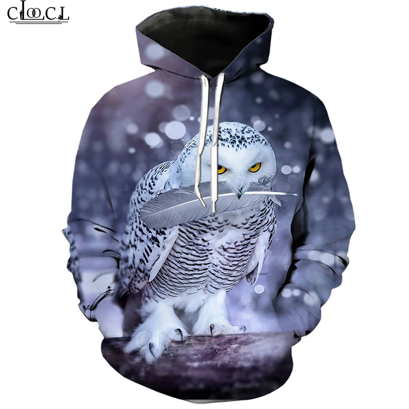 Зимние худи Сова для мужчин женщин 3D принт перо животное Толстовка с длинным