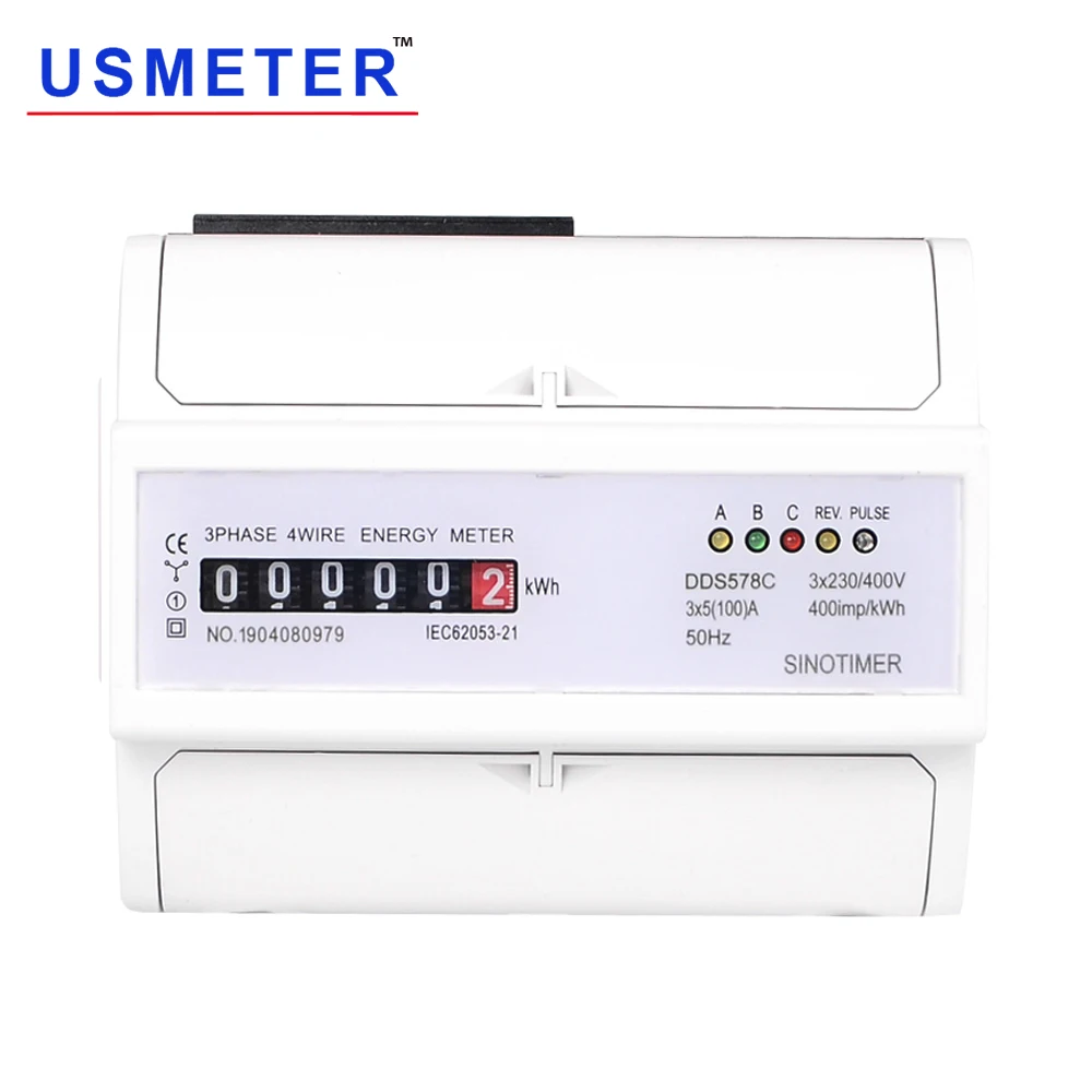 DDS578C 380V 3*5(100) Мощность метр 3 фазы электричества Импульсный счетчик умный