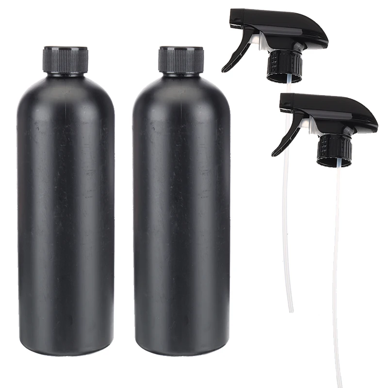 

500ml Black Plastic Spray Bottle Sprayer Cleaning Garden Hair Salon Leakproof Plastic Trigger Spray Bottles 2Pcs