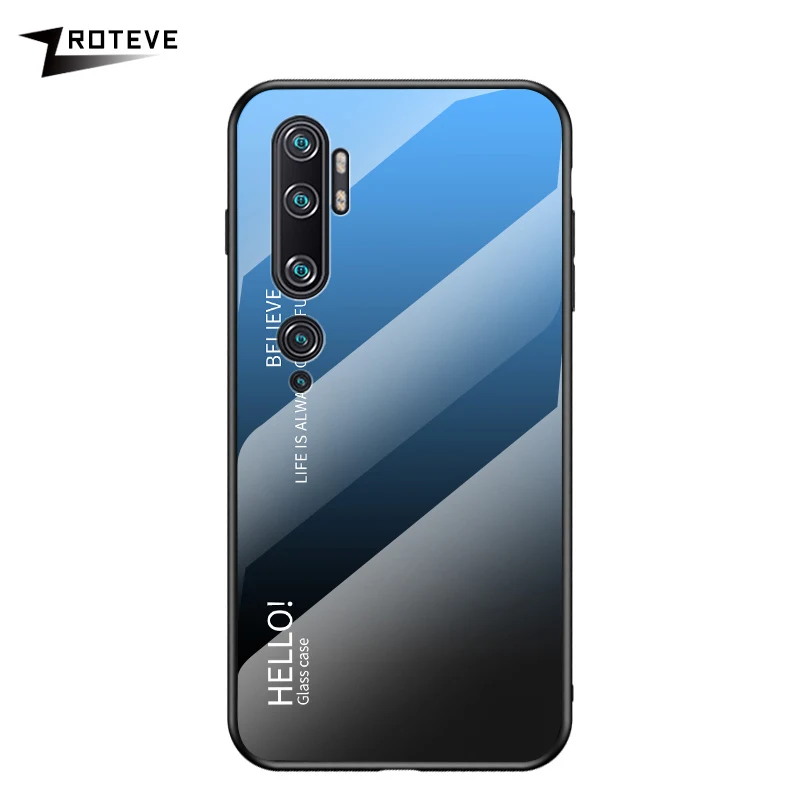 Синий Note 10 Pro Чехол Zroteve силиконовая рамка стеклянная крышка для Xiaomi mi Note 10 чехол обесцвечивающее стекло задняя крышка Xia mi Xio mi Note 10 - Цвет: Синий
