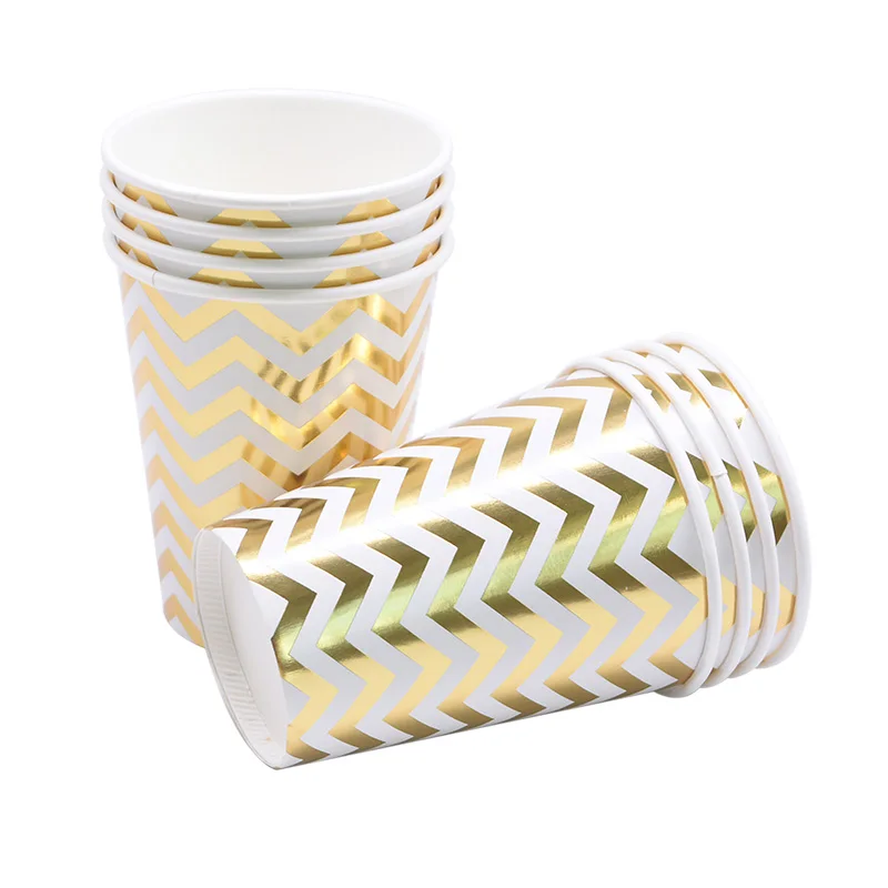 8pcs cups A 1 комплект золотые вечерние одноразовые столовые приборы бумажные карнавальные чашки пластины соломинки для свадебной вечеринки декор для дня рождения Детские принадлежности для душа - Цвет: 8pcs cups A