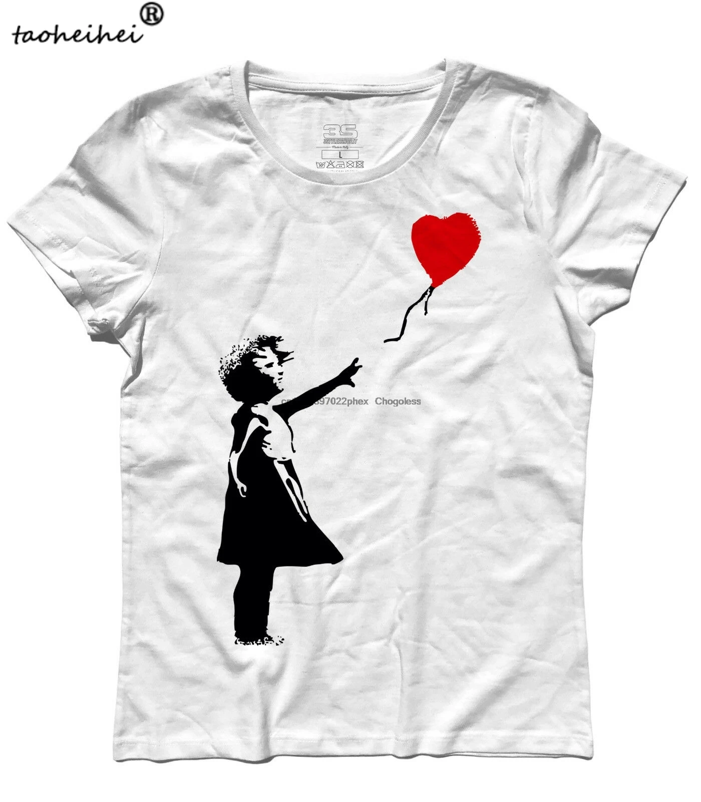 Женская футболка Бэнкси воздушный шар девочка 1 в сердце уличное