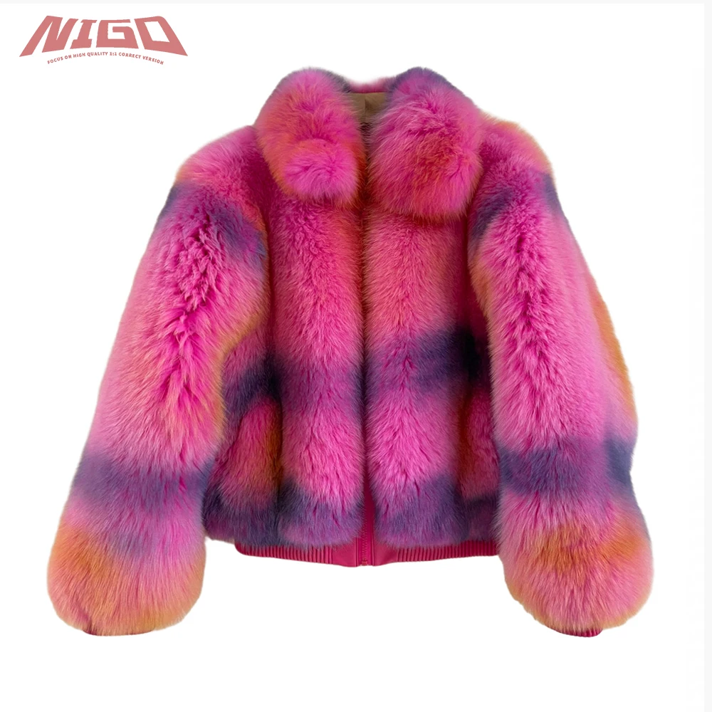 

NIGO Ms 21ss женское осенне-зимнее пальто из натуральной радужной кожи # nigo55294