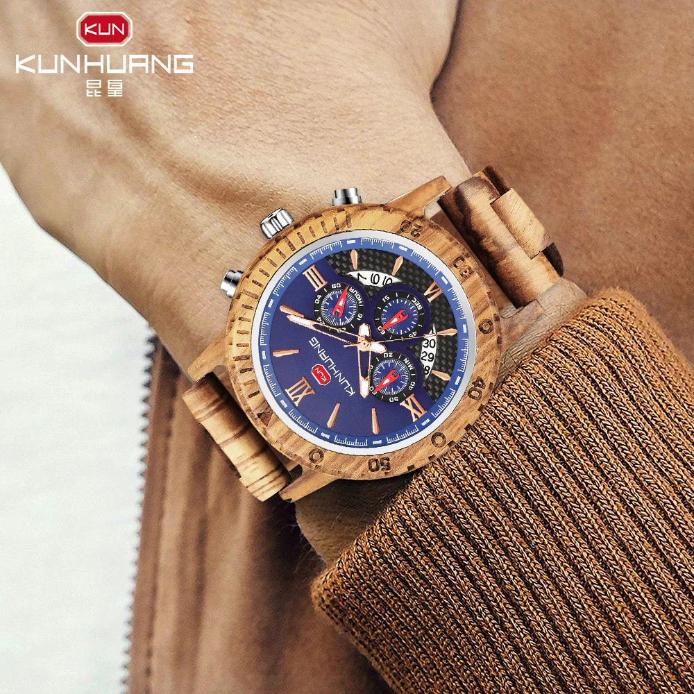 

Wooden Quartz Watch Men Watches Waterproof Yellow Style Separate Second Hand Hour Hand Decoration Relojes Hombre Male Wristwatch