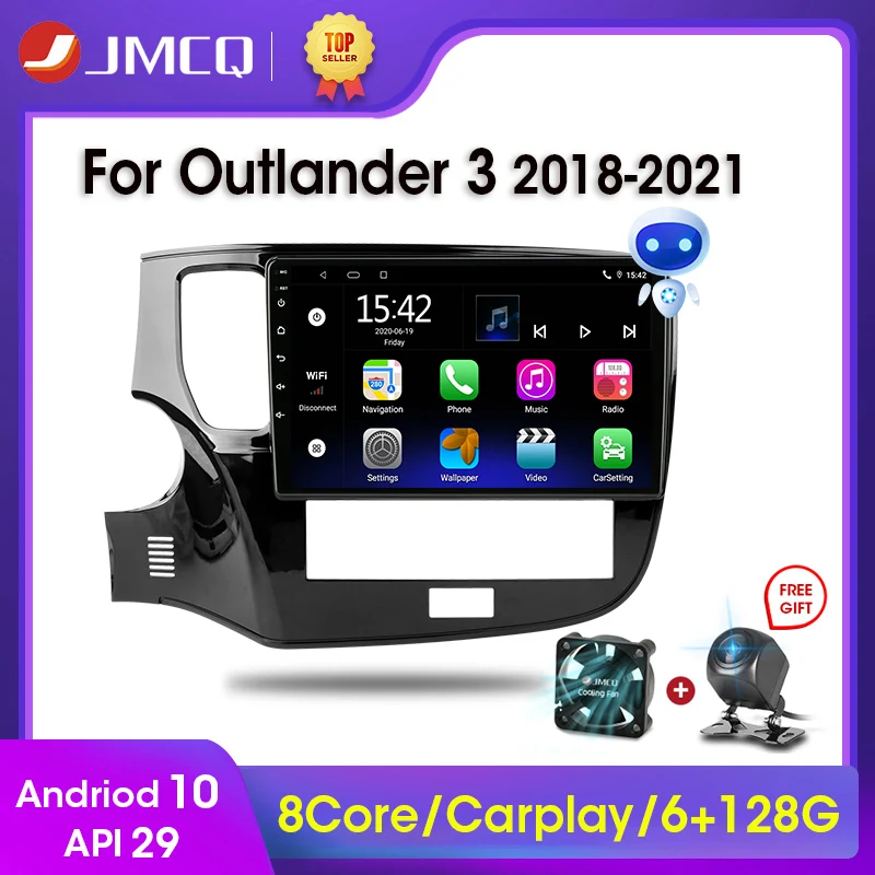 Автомагнитола JMCQ 2 Din Android 10 мультимедийный видеоплеер для Mitsubishi Outlander 3 III GF0W GG0W 2018