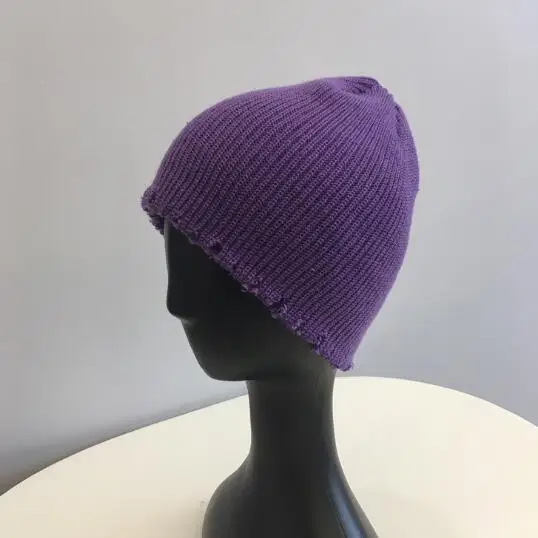 purple cap Brimless Лыжная шапочка зимняя шапка-маска для женская шапка шляпы для пар вязаная Harajuku Beanie Мужская - Цвет: purple cap
