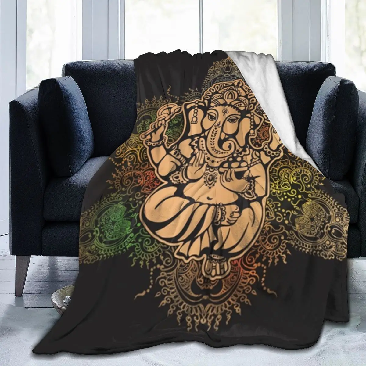 

Elephant Mandala Pattern Fleece Plush Throw Blanket For Sofa Bed Mandala Lotus India Style Decorative Home Dropship Wholesale