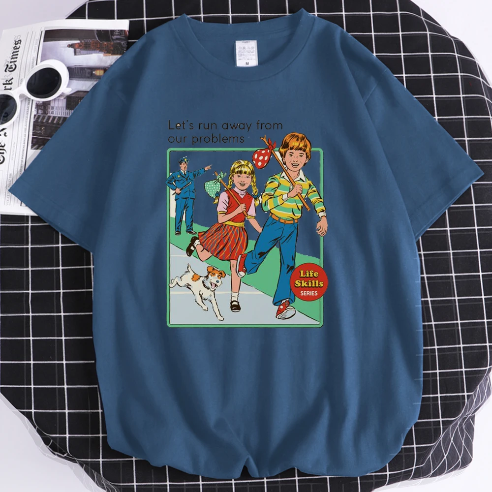 

Давайте убежать Художественная печать мужская футболка harajuku крутая футболка дышащие мокасины в стиле ретро с короткими рукавами творчески...