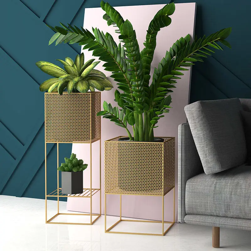 

Nordic Ironwork Plant Shelves Indoor Porch Living Room Balcony Plant Stand Floor-Standing Flower Pots Shelves Shelf For Flowers