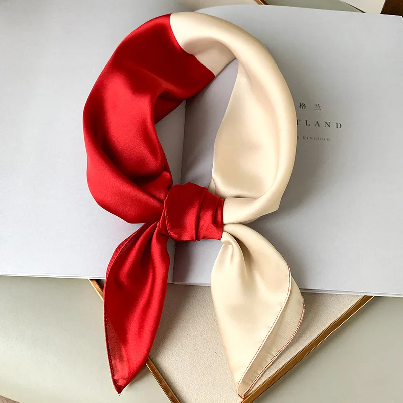 

2020 Women's small square scarf female color matching silk bag twill scarf shawl sunscreen simulation silk Bandana Handkerchief